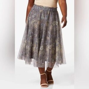 ❄️ Cato | PLUS SIZE FLORAL MESH MIDI SKIRT EVENTIDE SIZE 26/28